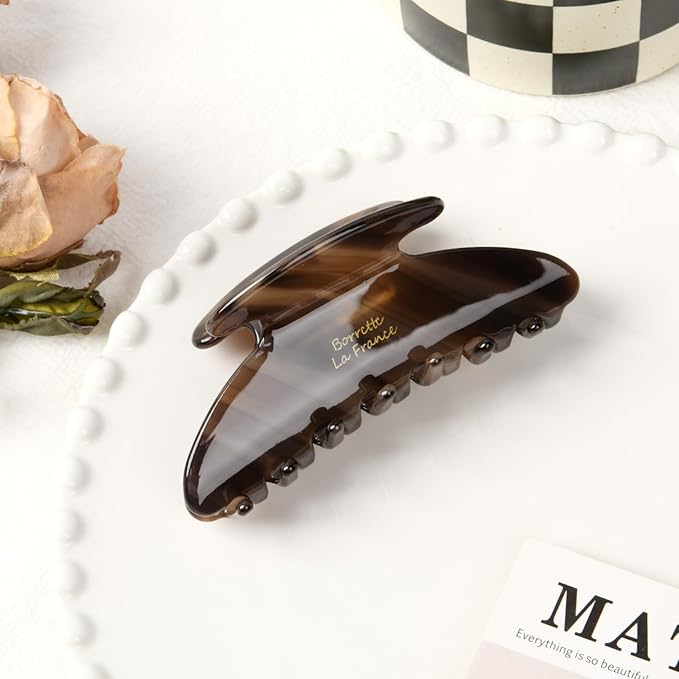 French Hair Clips Brown Large Hair Claw Clips for Thick Hair Women Girls Tortoise Jaw Clips Strong Hold Durable French Banana Clip Accessories