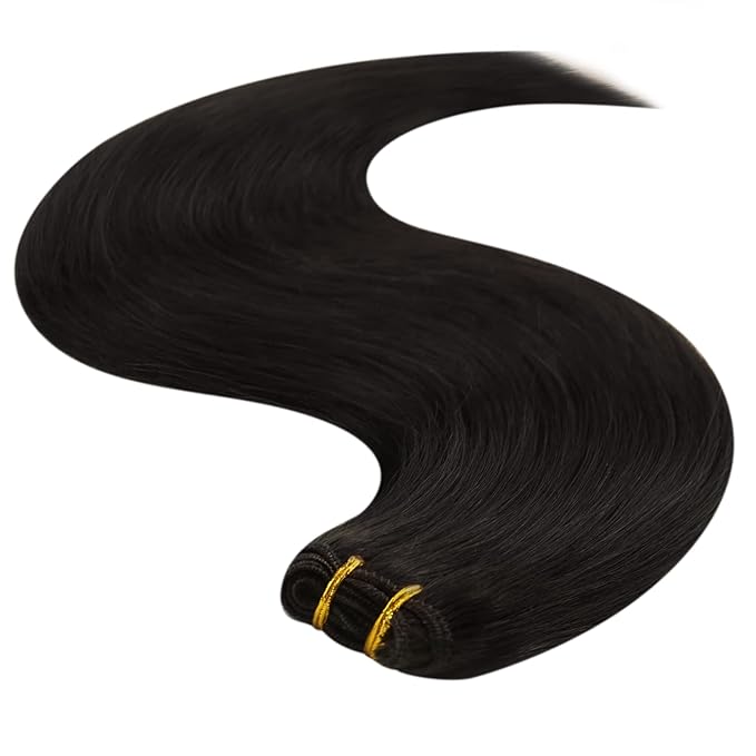 YoungSee Dark Brown Hair Extensions Weft Human Hair Sew in Extensions Darkest Brown Weft Hair Extensions Human Hair for Women 16Inch 100G