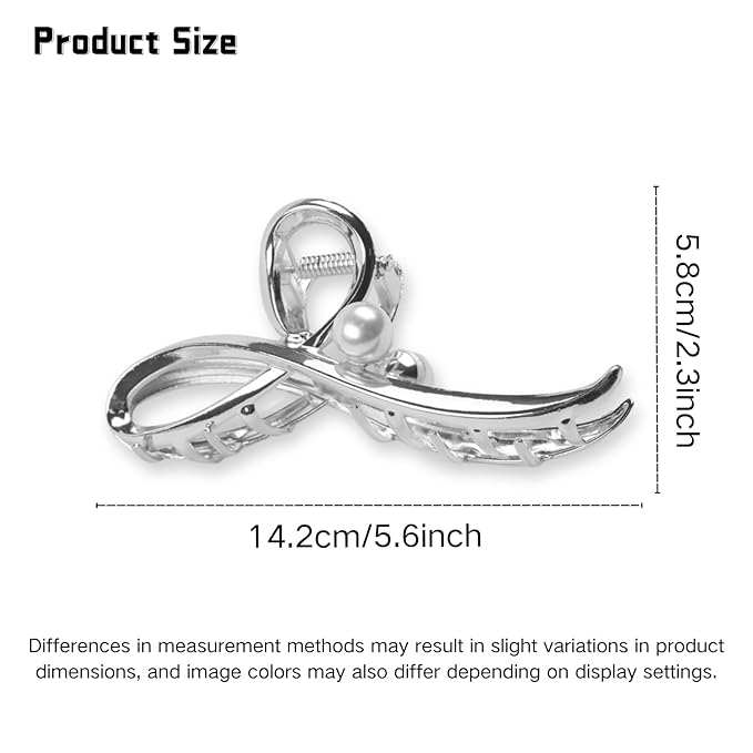 Metal Bow Hair Claw Clips Large Bow Hair Clips Silver Bowknot Jaw Clip for Thin Thick Hair Strong Hold Nonslip Stylish Hair Accessories for Women Girls