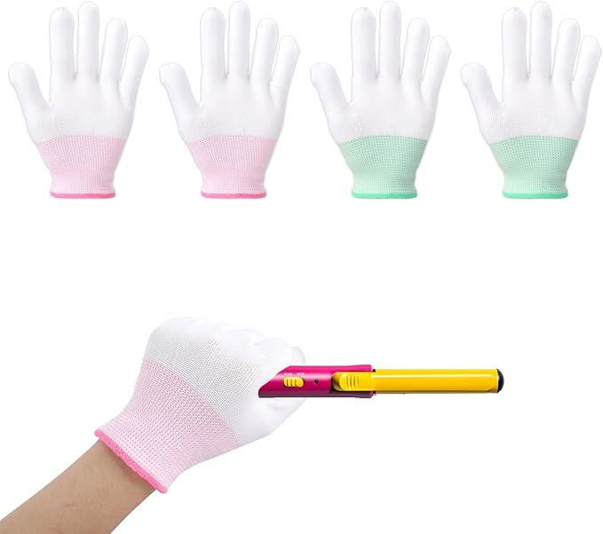 4 Pcs Heat Gloves for Hair Styling, Heat Resistant Gloves Professional Curling Iron Glove for Flat Iron and Curling Wand Suitable Sublimation Heats Transfer Printing
