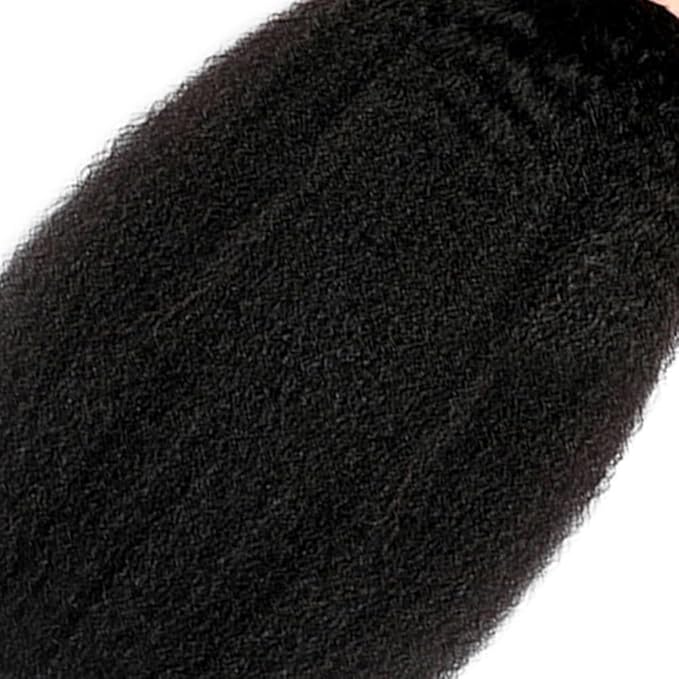 Kinky Straight Human Hair Bundles Natural Black Yaki Straight Bundles Hair Extensions 24 26 28 Inch Grade 8A Brazilian Virgin Remy Hair 3 Bundles Double Weft Real Color 1B Hair Weave