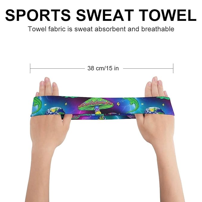 Sweatbands Sport Headbands for Tennis, Running, Basketball, Working Cloth Magic Mushrooms Trippy Galaxy Space Art Sweat Band