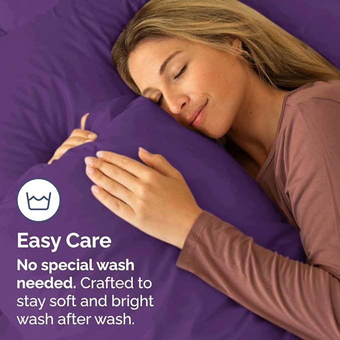 King Pillow Cases Set of 2 - Ultra Soft Hotel Quality Pillowcase Covers - Comfy, Cozy & Wrinkle Free - Shrinkage, Stain and Fade Resistant - Machine Washable Pillow Protectors - 2 Piece Set - Purple