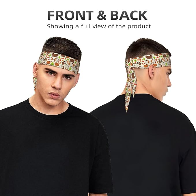 Men Women Fashion Sports Sweat Band Hair Accessories for Sports Workout Shower, Long Multifunction Vegetable Food Cute Guinea Pigs Pets Head Ribbon Headwear