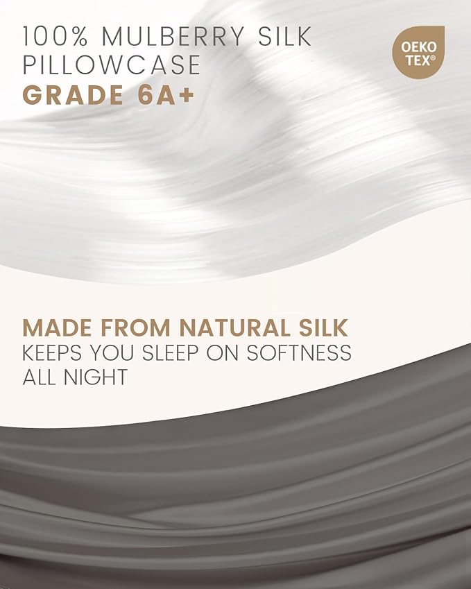THXSILK 100% Mulberry Silk Pillow Case Silk Pillowcase for Hair and Skin, Hypoallergenic Soft Breathable Pillow Cover with Hidden Zipper, 1pc, (Dark Gray, Standard 20"x26")