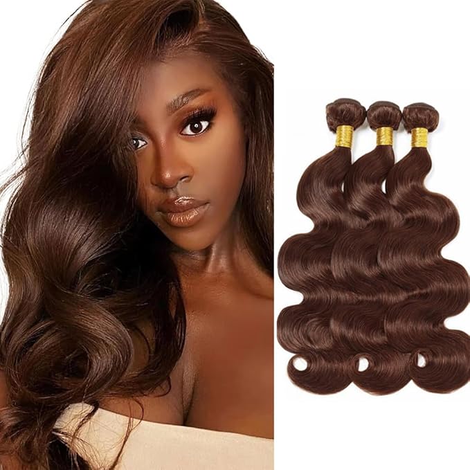 Brown Bundles Human Hair Chocolate Brown Body Wave Bundle Niegmeag Virgin Soft and Silky Remy Hair 3 Bundles 12 14 16 Inch Double Weft Color 4 Body Wave Bundle Hair Weave 300g