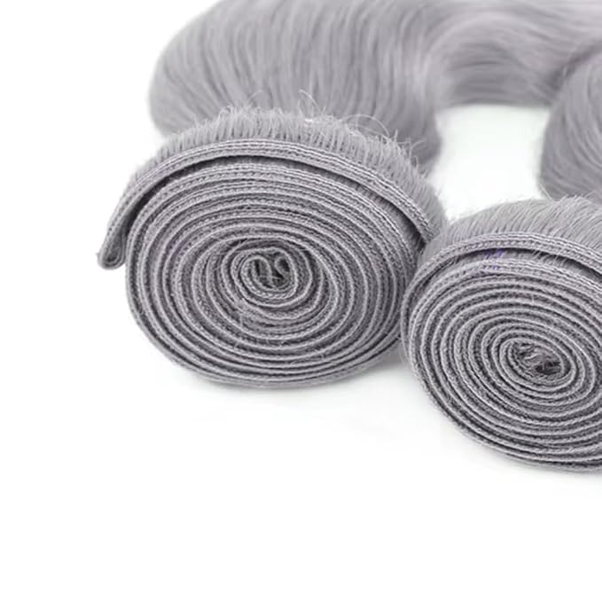 Silver Bundle Human Hair Grey Body Wave Bundles Niegmeag Brazilian Virgin Remy Hair 3 Bundles 26 28 30 Inch Double Weft Soft And Silky Gray Body Wave Bundle