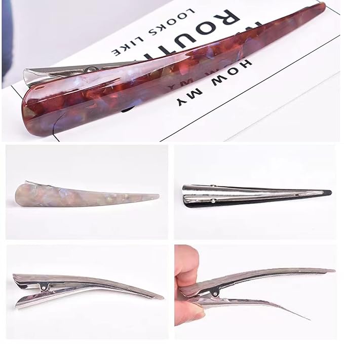 Large Metal Duckbill Hair Clips for Women, 6 Pieces & 5.5 Inch Long Non-Slip French Twist Clips, Chic Alligator Clips for Styling Thick Long Hair