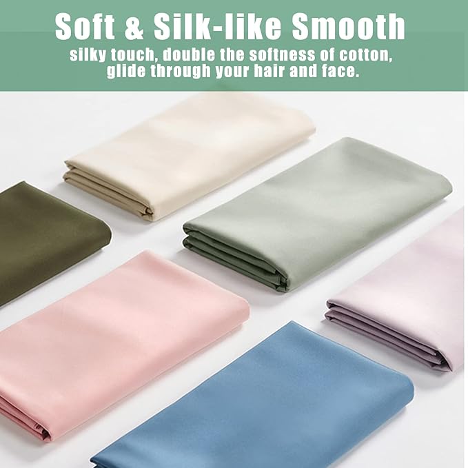 TELUS Green Pillow Cases Queen Size 2 Pack, Bamboo Rayon Cooling Pillowcases with Envelope Closure, Cool Breathable Pillow Cover for Hot Sleepers & Night Sweats, 20x30 inch