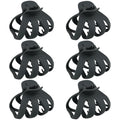Big Claw Large Hair Claw Clips for Thick and All Hair Types, Matte Octopus Jaw Clips with Strong Hold for Women and Girls, 6 Packs (Black)