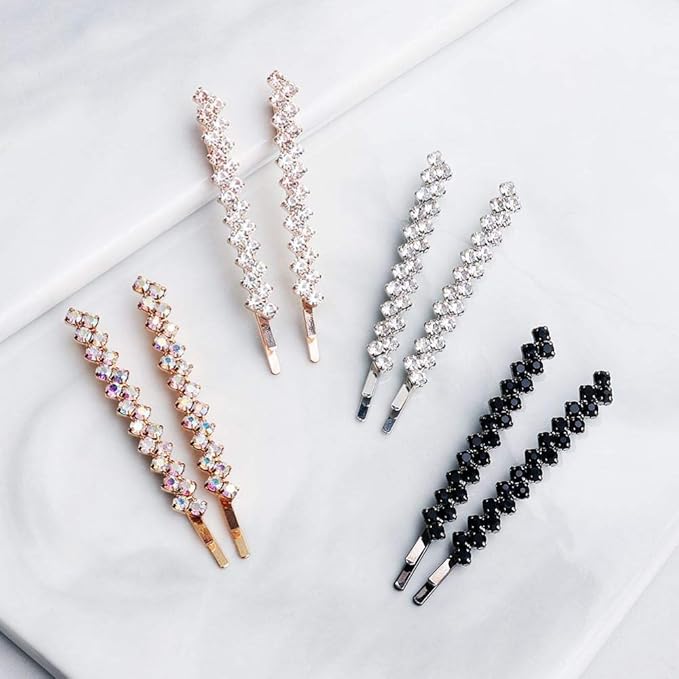 WHITEBRIDGE 8pcs Four Kinds Of Color Crystal Rhinestone Hair Pins For Women Girls