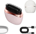 Mini Straightener, Rechargeable Portable Mini Hair Straightener Brush, Fast Heating Hot Comb 3-Speed Temperature Control with Anti Scald Shell and Built-in Mirror for Home Travel (Pink)