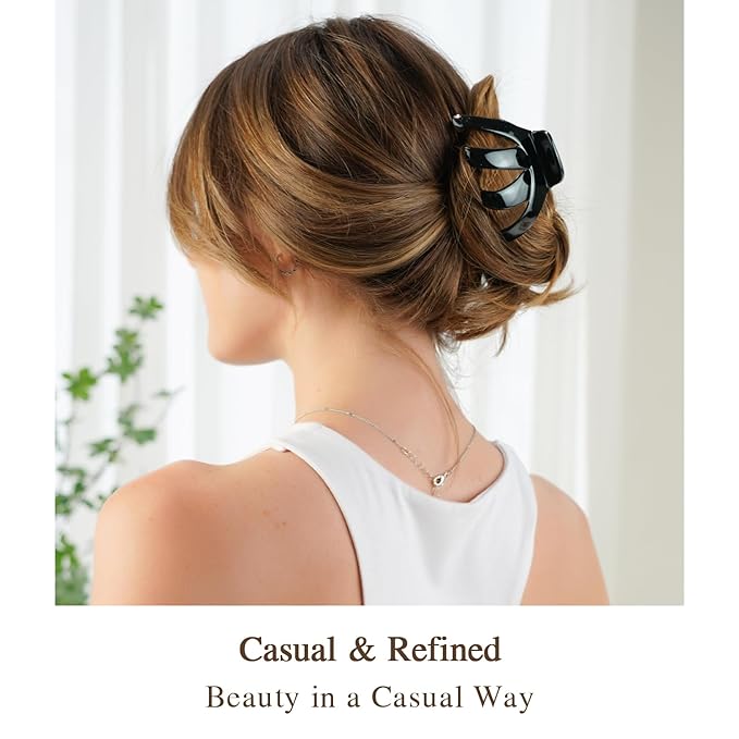 MAORULU Big Claw Hair Clips for Women and Girls, Strong Hold, 6 Packs (Black, Clear, Tortoise)