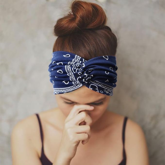 DRESHOW 4 Pack Turban Headbands for Women Wide Vintage Head Wraps Knotted Cute Hair Band Accessories