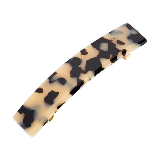 Ivory Tortoise Hair Barrette for Thin Hair, Classic Rectangle French Barrette for Women, Lightweight and Comfortable, Strong Hold, Ivory Tokyo | France Luxe