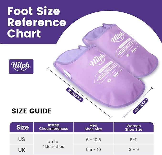 Hilph Foot Ice Pack Slippers for Plantar Fasciitis 2 Packs, Reusable Hot Cold Packs Gel Ice Slipper for Foot and Broken Toes, Gout, Foot Surgery, Neuropathy, Diabetic, Swollen, Purple