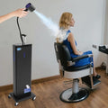 Standing Nano Mist Hair Steamer 1300W, Multifunctional Micro Mist Salon Hair Processor w/ 360°Swivel Wheels, 27oz 9-Gear Adjustable Salon Nanoscale Sprayer for Hair Deep Care(1300W Black)