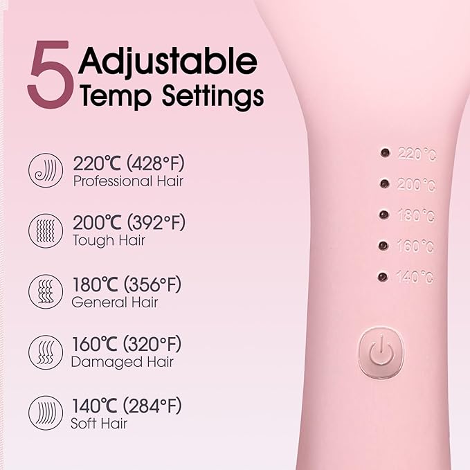 Beach Wave Curling Iron Deep Waver Hair Tool, Mermaid Hair Waver for Women Crimper, Anti-Scald, Dual Voltage, 1.4 Inch Ceramic Double Barrel Wavy Curling Iron, Pink