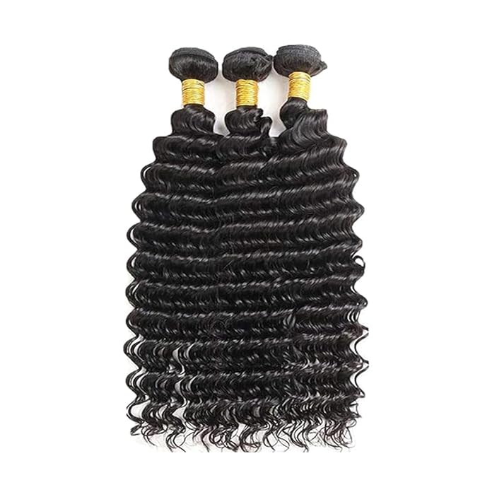 Color 1B Bundles Human Hair Natural Black Deep Wave Bundle Niegmeag Peruvian Unprocessed Virgin Remy Hair 3 Bundles 24 26 28 Inch Natural Black Loose Wave Bundle 300g