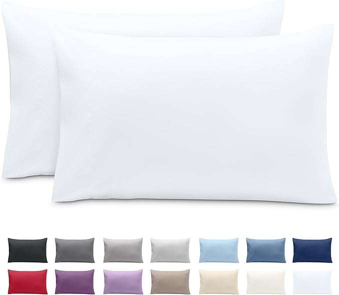 Bare Home Microfiber Pillow Cases - Standard Size Set of 2 - Cooling Pillowcases - Double Brushed - Easy Care - Envelope Closure (Standard Pillowcase Set of 2, White)