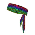Men's Women Fashion Sports Sweatband Hand Decor for Running Fitness Spa, Long Multifunction Animal Neon Rainbow Colorful Cheetah Leopard Print Black Head Ribbon Headwear