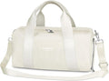 Compact Sports Gym Bag for Women, Cute Mini Duffle Bag with Wet Pocket & Shoes Compartment, Personal Item Travel Workout Bag, 16"-Small, Beige