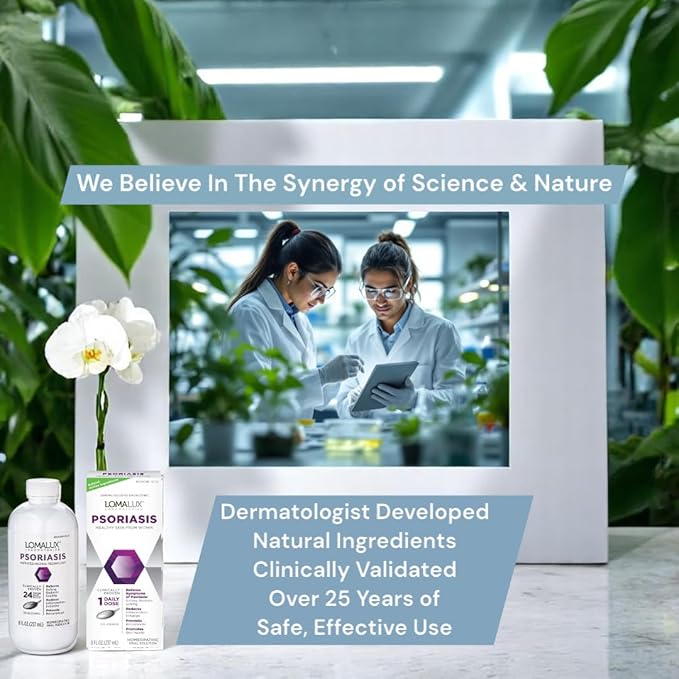 Loma Lux Psoriasis Relief Natural w/Minerals - Multi-Symptom Relief - Clinically Proven Treatment Dermatologist Developed for Psoriasis Vulgaris, Seborrheic Dermatitis, Scalp, Inverse Types - 8 Fl Oz