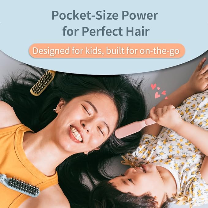 Uffy MiniPop Travel Hair Brush – Mini Folding Boar Bristles for Women, Men & Kids | Kid-Friendly Portable Purse Brush for Wet & Dry Hair, Curly or Straight | Pocket-Size Detangler – Dusty Mint