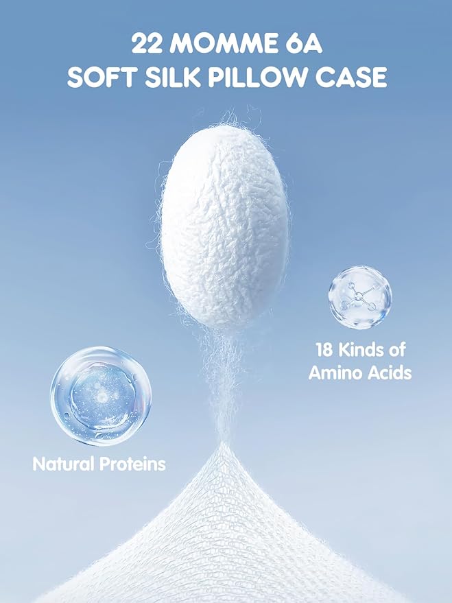 Mulberry Silk Pillowcase for Hair and Skin, SGMSILK 22 Momme Natural Silk Pillow Cases with Zipper, 6A Soft and Smooth Single Sided Pure Silk Pillow Cover (White, King 20"x36")