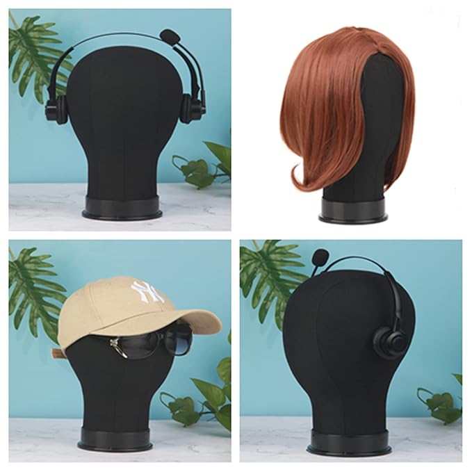Wig Head 24Inch Canvas Block Head Wig Stand with Mannequin Head for Making Wigs Display Styling