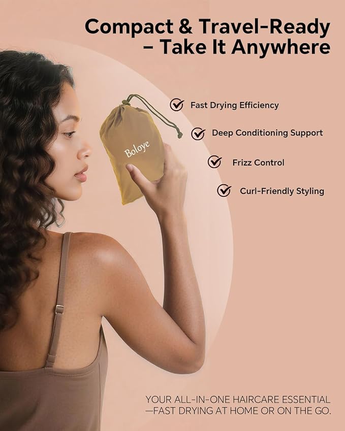 Hair Dryer Bonnet Attachment – 28.5" XL Hooded Dryer Cap for Faster Drying & Deep Conditioning, Extra-Large Space Fits Thick, Curly Hair & Styling Tools (Gold, Extra Large)