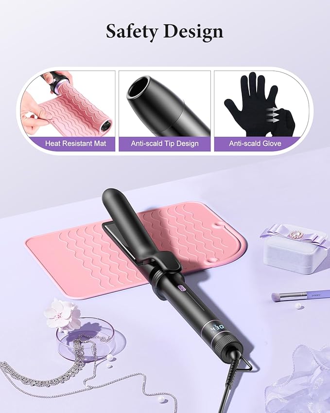 5 in 1 Curling Iron, Curling Wand Set with Thermal Brush, Flat Iron Hair Straightener, 3 Ceramic Irons (0.35"-1"), 13 Adjustable Temps, Hair Curler Waver with Heat Resistant Mat, Glove, Clip