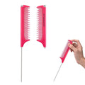 Rat Tail Combs for Parting,Protable Retractable Rat Tail Comb-Parting Combs for Hair Stylist-Stainless Steel Pin Tail Fine Tooth Teasing Comb Heat Resistant Anti Static(Pink)