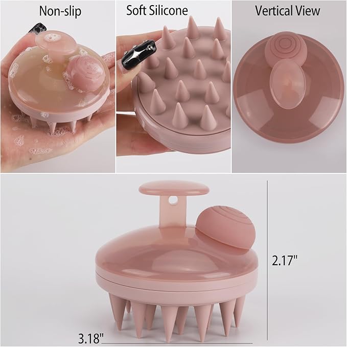 BTYMS Hair Scalp Scrubber Shampoo Brush with Dispenser, Silicone Scalp Massager Exfoliating Brush for Dandruff Removal