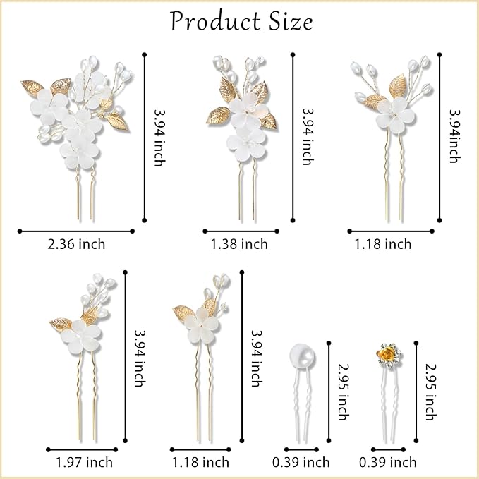 15Pcs Pearl Wedding Hair Pins Set, Floral Bridal Hair Clips with Gold Leaves, Vintage Hair Jewelry for Women Bridesmaids Flower Girls Wedding Hairstyles Accessories (Gold)