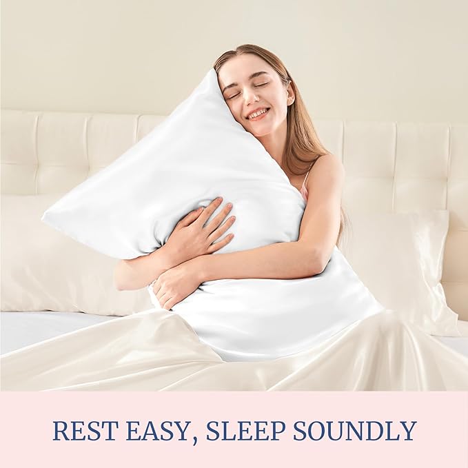 BEDELITE Satin Pillowcase for Hair and Skin, Super Soft Similar to Silk Pillow Cases 4 Pack with Envelope Closure, Cooling Pillowcases for Women Men (20"x30" Queen Size, White)
