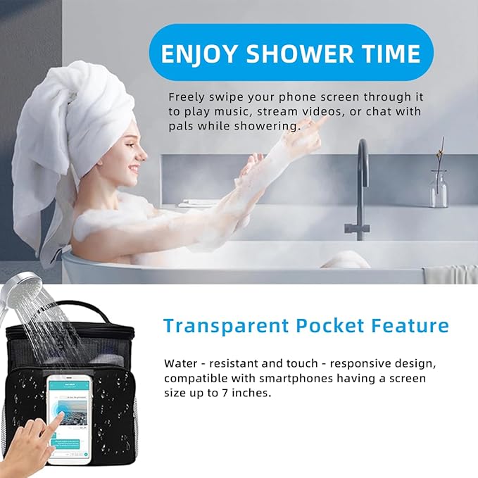 Dorm Essentials for Guys Shower Caddy Portable,Showe rBag,Travel Toiletry Bag,Personal Essentials for Men Women Camping Beach&Dorm Room&travelling&Makeup Organizer,Medium, Black