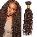 34 Inch Color 4 Bundles Human Hair Brown Water Wave Bundles Double Weft Chocolate Brown Wet and Wavy Bundle Hair Weave Niegmeag Brazilian Virgin Remy Hair Extensions 100g