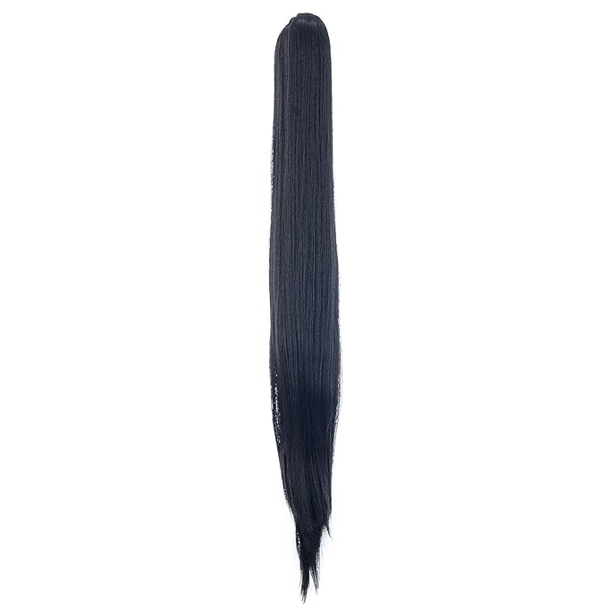 SWACC 28-Inch Long Straight Claw Clip Ponytail Extensions Synthetic Hair Extensions Ponytail Jaw Clip Hair Pieces for Women (Dark Brown-4#)
