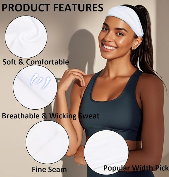 AKTVSHOW Headbands for Women Non-Slip Head Band for Women’s Hair Wide Thick Sweat Hair Bands, Trendy Hair Accessories for Women's Yoga, Workout, and Fashion