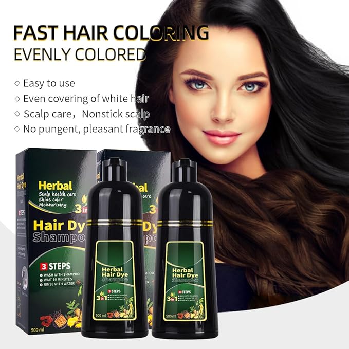 Purple Hair Dye Shampoo 3 in 1 Herbal Natural Dye Cover Gray, for Women/Men Hair Color for Grey Coverage (Purple)