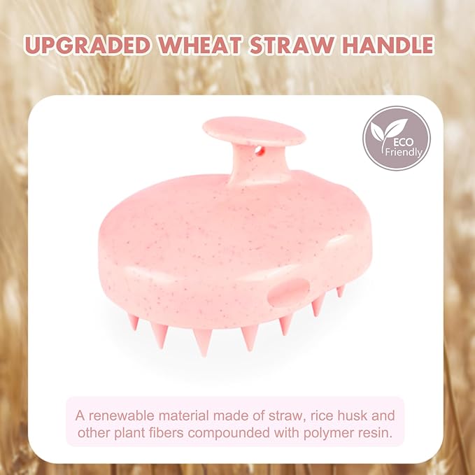 FREATECH Scalp Massager Hair Growth, Scalp Scrubber Shampoo Brush with Soft Silicone Bristles for Dandruff Removal and Hair Care, Wet & Dry Hair Massager Scalp Exfoliator, Chalk Pink