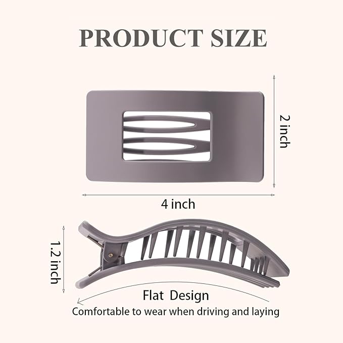 4 PCS Flat Hair Clips, Large Flat Claw Clips for Women Girls, Strong Hold French Hair Clips for Thick Thin Hair, Stylish Classic Hair Barrettes(Matte)