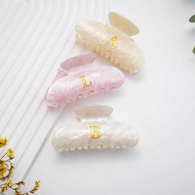 Birthday Gifts for Girls - White Acrylic Letter Hair Clips, Monogram Hair Claw Alphabet Large Hair Clip, Fashion Glitter Claw Clips, Teen Girl Gifts Trendy Stuff, Letter C