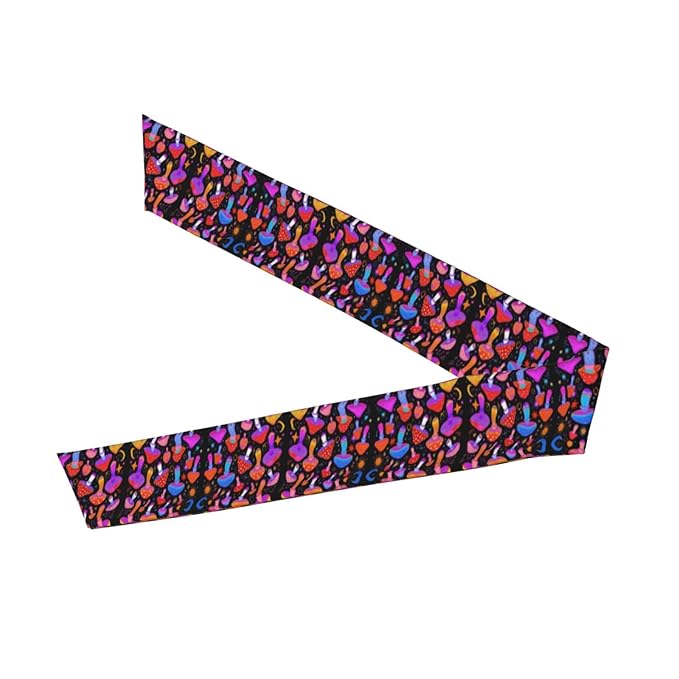 Boys Girls Cool Sports Sweat Band Head Decor for Running Athletic Spa, Long Multipurpose Goth Sun Moon Star Magic Hippie Trippy Mushroom Head Ribbon Headdress