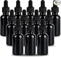 1 oz UV Resistant Dropper Bottle 12 Pack Black Glass Boston Bottles 30ml with Eye Droppers Black Caps for Essential Oils, Perfume, Leak Proof Travel Bottles for Liquids