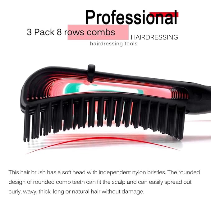 Hair Brush for Afro America/African Hair Textured 3a to 4c Kinky Wavy/Curly/Coily/Wet/Dry/Oil/Thick/Long Hair, Detangling Brush for Women (2 pcs, Purple-Purple)