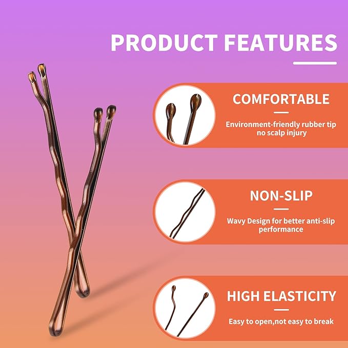400Pcs Bobby Pins Brown, Cyluer Bobby Pin, 2 Inch Premium Bobby Pins Secure Hold & Pain Free For Women Girls and Kids, Invisible Wave Hair Pins Bulk With Storage Case, Suitable For Various Hairstyles