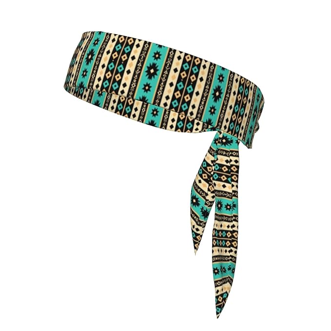 Men Women Cool Sports Sweatband Head Accessories for Yoga Fitness Spa, Elastic Multifunction Tribal Navajo Aztec Geometric Ethnic Pattern Hair Band Headdress