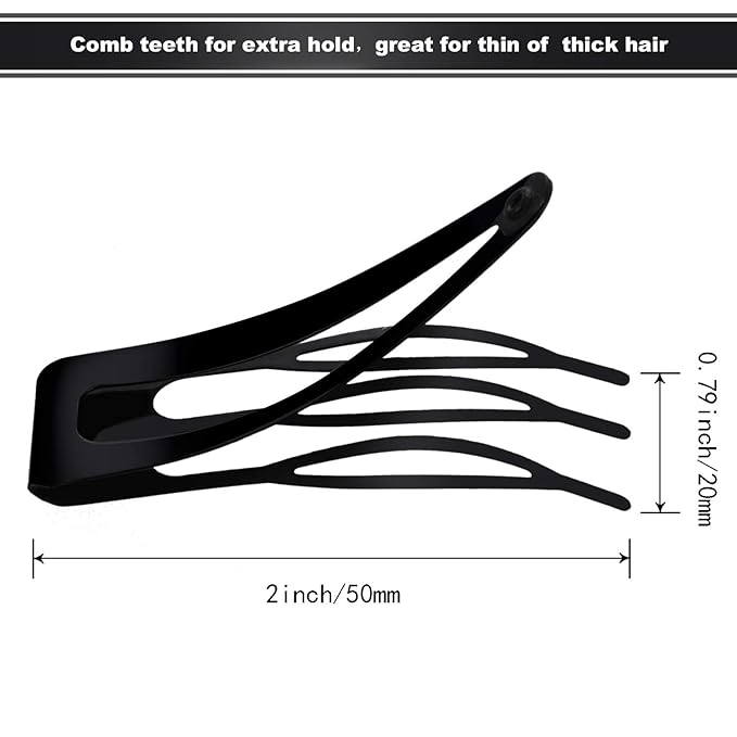 Chinco 24 Pcs Double Grip Hair Clips Metal Snap Clips Women Barrettes for Hair Making, Salon Supplies(Black,2 Inch)